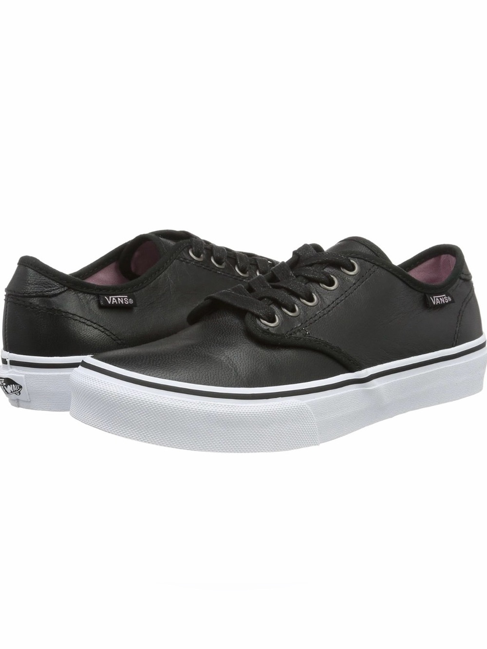 Vans Ortholite Black Leather Low-Top with White Sole-Worn Only Once-Size 8